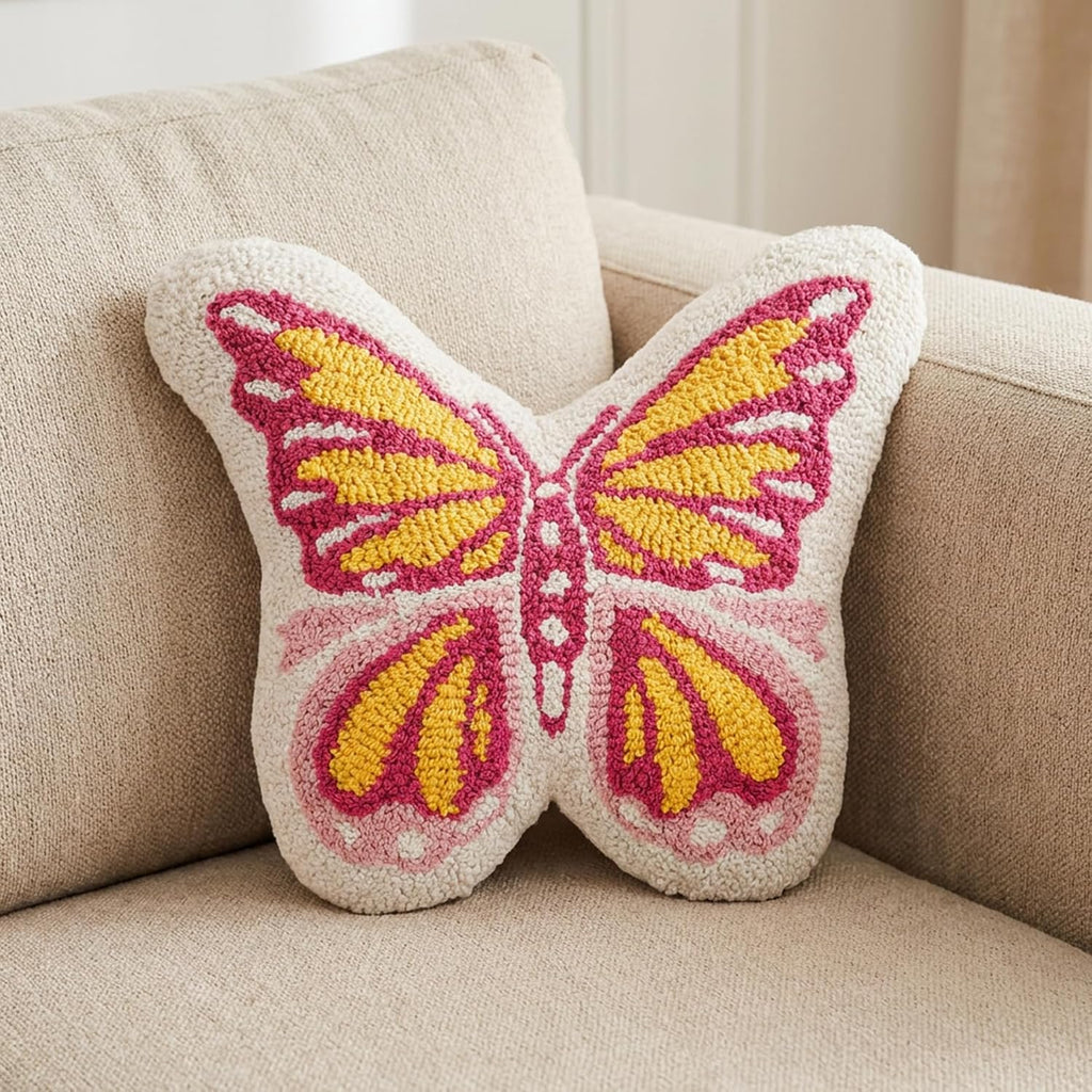 Butterfly Pillow Embroidered Throw Pillows Gifts for Woman Mother Adults Home Sofa Living Room Bedroom Home Indoor Decor