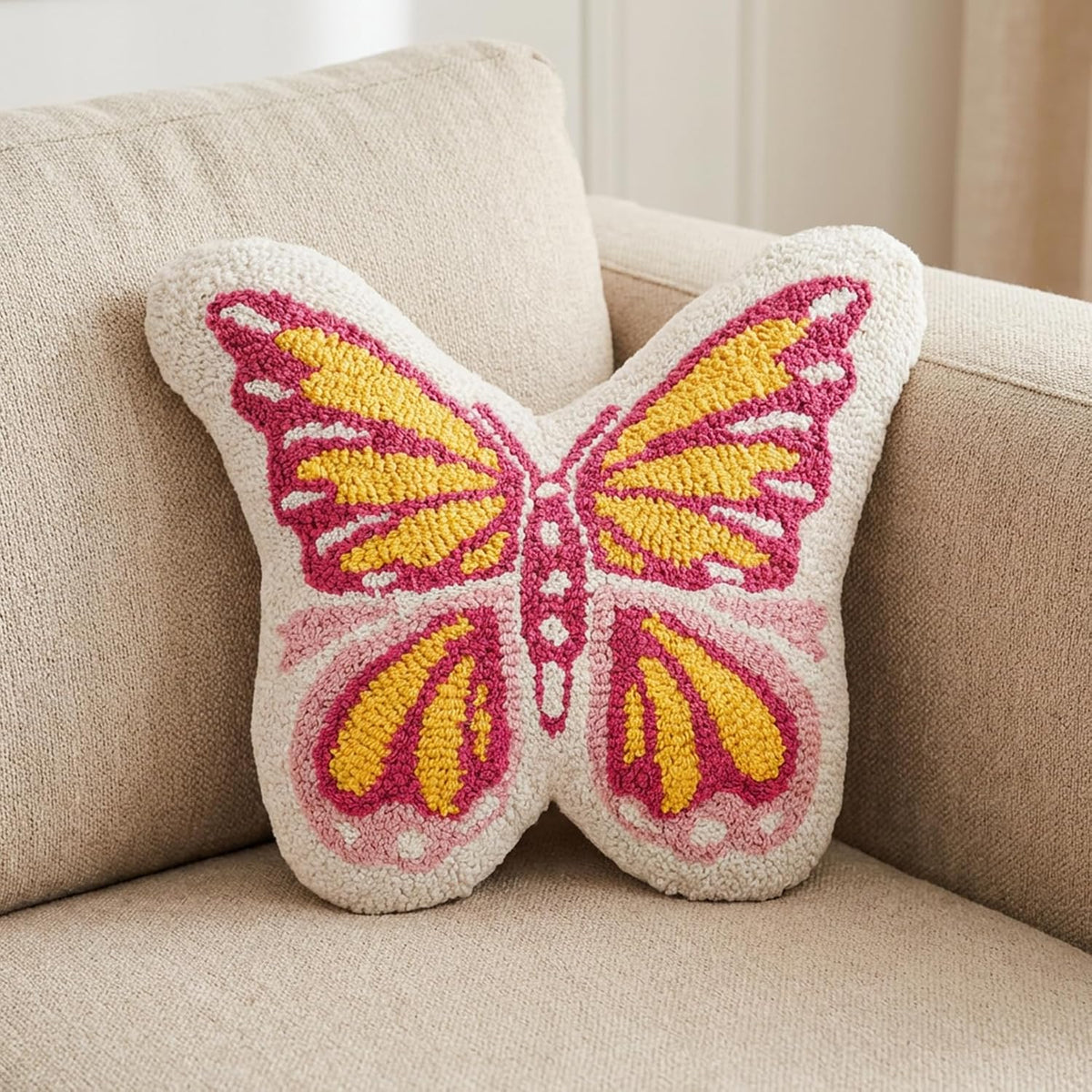 Butterfly Pillow Embroidered Throw Pillows Gifts for Woman Mother Adults Home Sofa Living Room Bedroom Home Indoor Decor