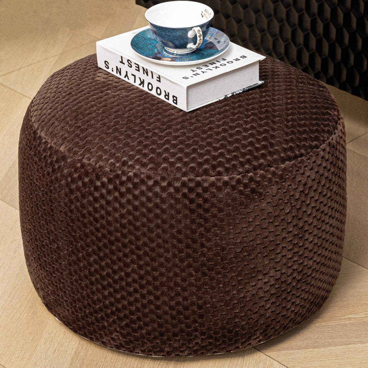Asuprui Pouf Ottoman Unstuffed Ottoman Foot Rest No Filler Floor Pouf Soft Foot Stool 20x20x12 Inches Fuzzy Chair Floor Chair with Storage for Living Room Bedroom White
