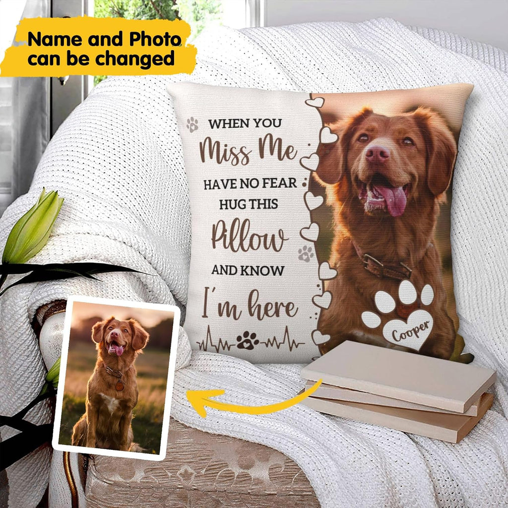 Personalized Pet Memorial Throw Pillow with Photo,Dog/Cat Loss Sympathy Gift,Pet Loss Bereavement Remembrance Gifts,Custom Pillowcase with Picture Two-Sided Design (Cream)