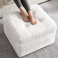 23.6in Pouf Ottoman, Chenille Ottoman Foot Rest with Dual‑Layer Support, Large Plush Pouf with Soft Chunk‑Foam Top & Firm Foam Base, Floor Foot Stool for Living Room, Beige