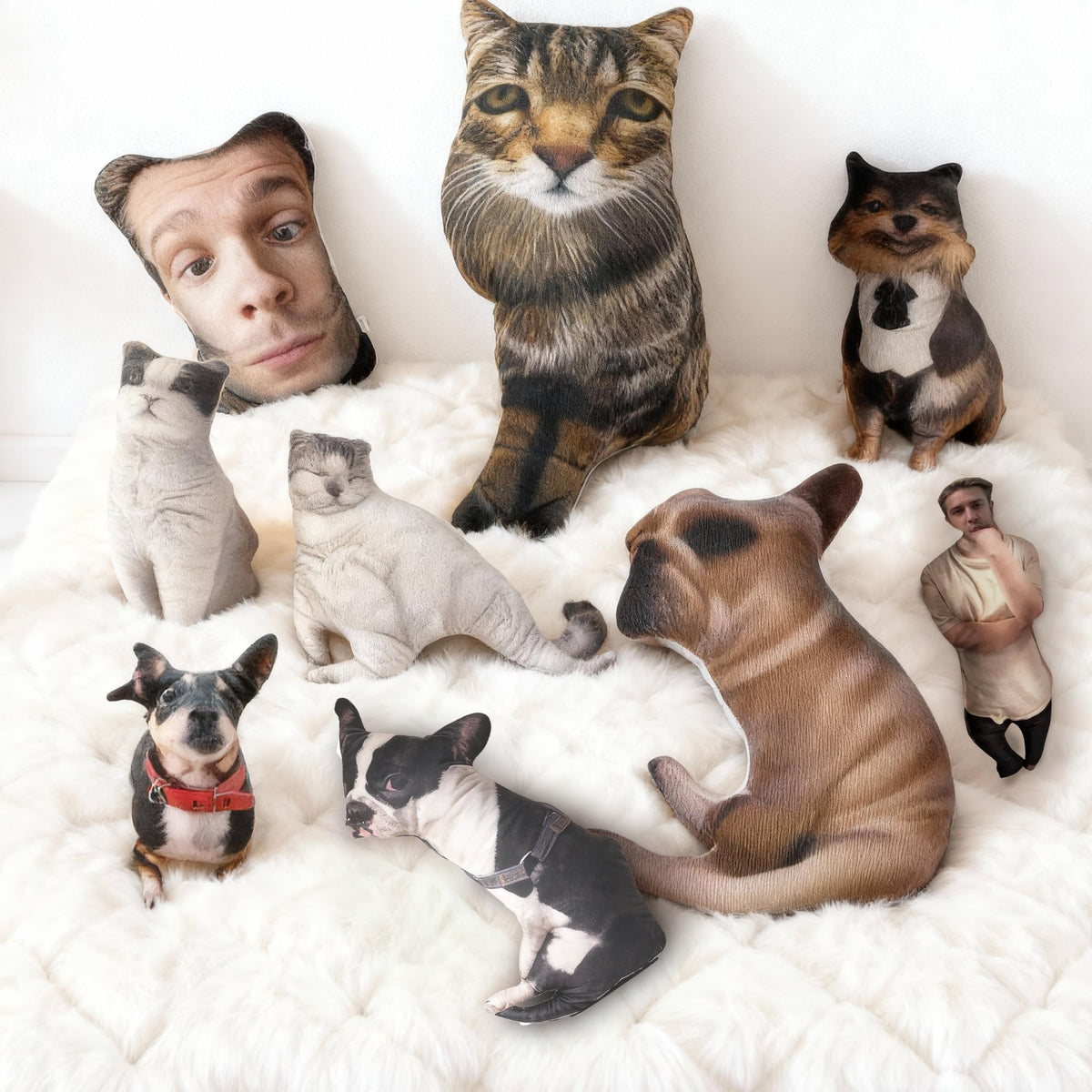 Custom Pet Pillow with Photo - Personalized Face Dog Cat Shaped Pillow - Personlized Pet Memorial Gifts for Loss of Dogs - Birthday Gift for Pets Lover - White Elephant Gift for Mom Dad