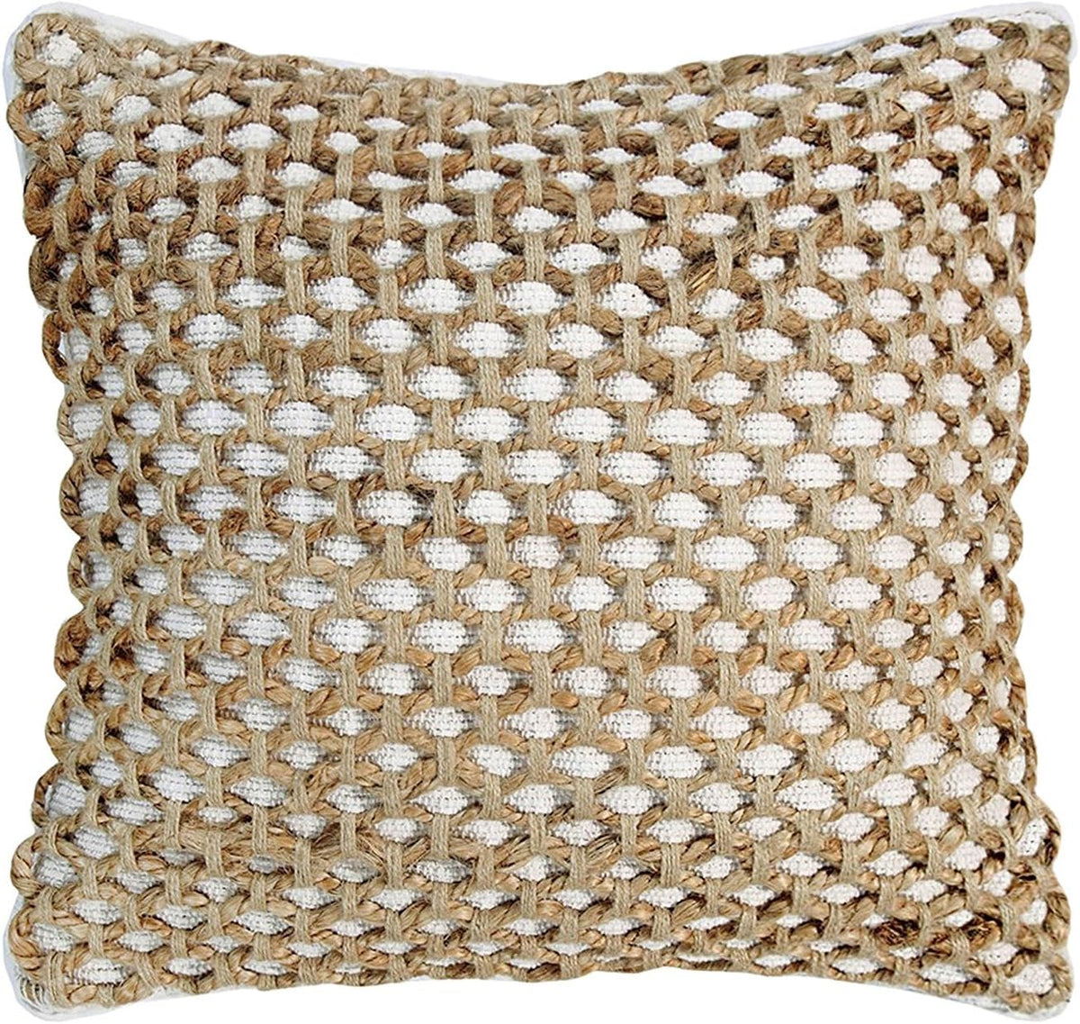 Boho Living Jada Decorative Throw, Includes Accent, Premium Woven Design, Living Room Décor, (1) 20" x 20" Pillow Cover with Insert, White