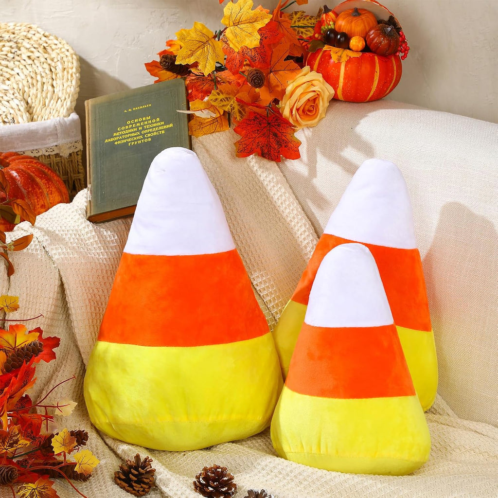 Huwena 3 Pcs Halloween Candy Corn Plush Pillows Shaped Throw,Candy Corn