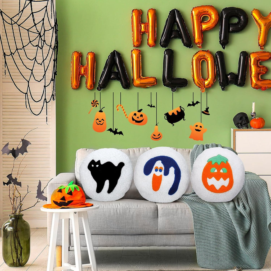 Suzile Halloween Throw Pillows, Boo Cute Spooky Decor, Pumpkin, 3 Pcs