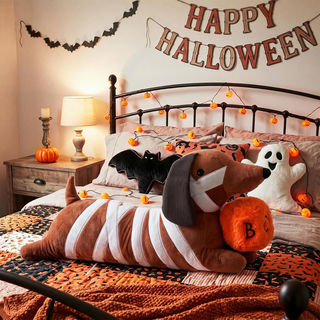 Gerrii 19'' Halloween Mummy Dachshund Pillow Dachshund Halloween Decoration
