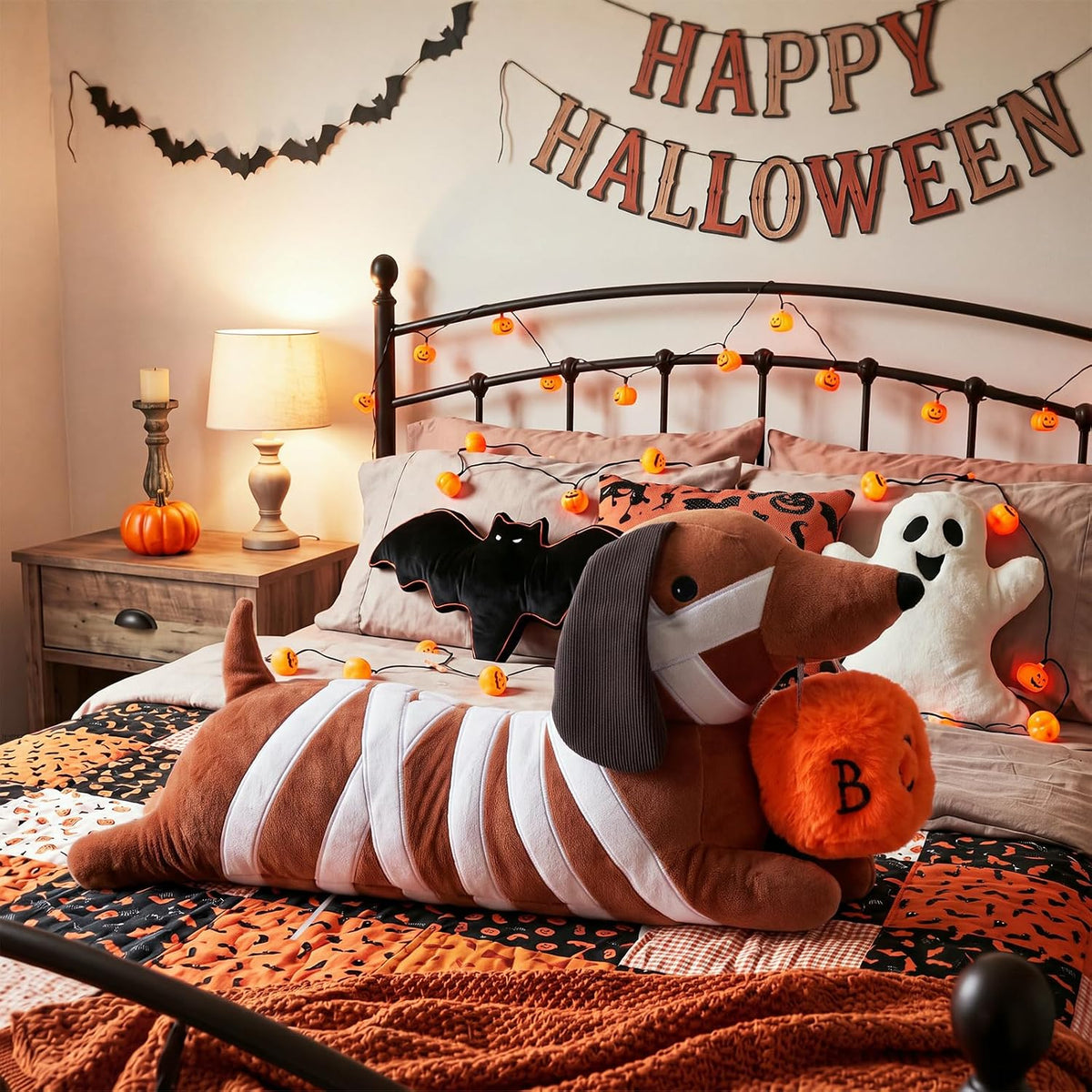 Gerrii 19'' Halloween Mummy Dachshund Pillow Dachshund Halloween Decoration