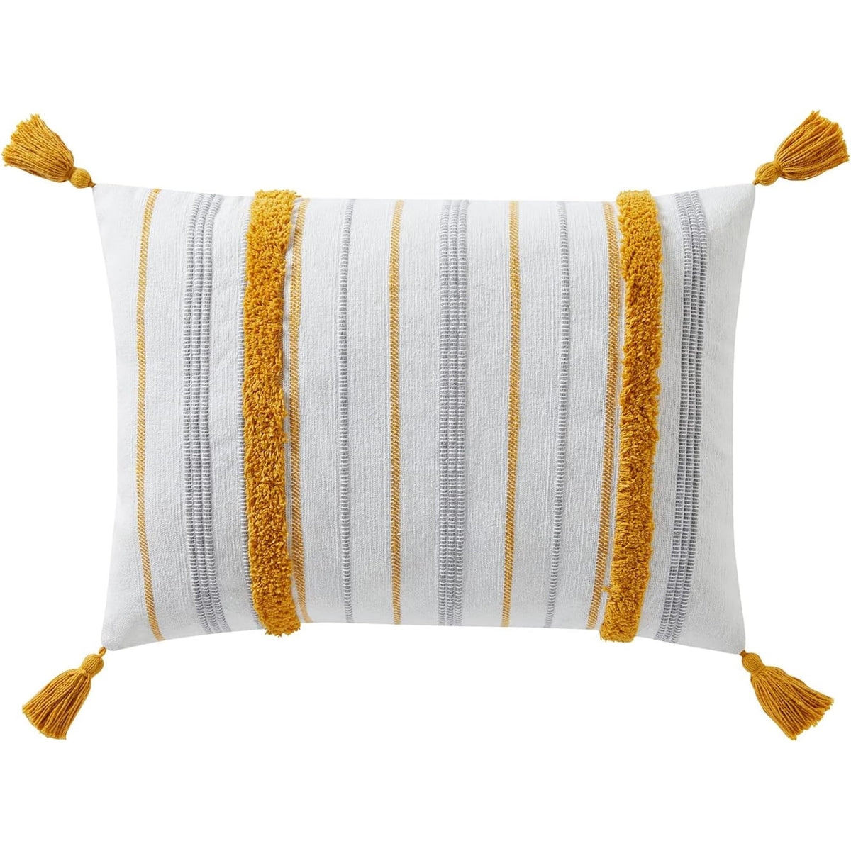 Indigo Ink Tufted Medallion Round Pillow, Yellow, 20 x 20 in