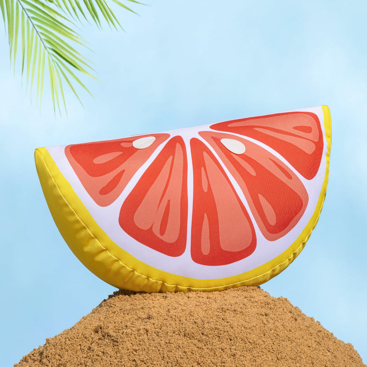 Phantoscope Fruit Outdoor Shaped Pillow Series Lemon Wedge Shaped Waterproof Outdoor Throw Pillow with Leather Decorative, Cushions for Fun Home Decor for Patio, Pool, Yellow, 9.5 x 18 inches