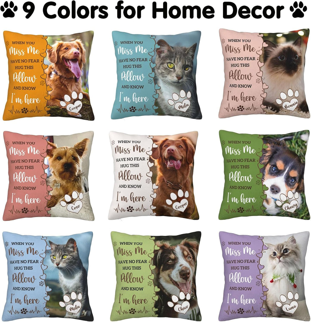 Personalized Pet Memorial Throw Pillow with Photo,Dog/Cat Loss Sympathy Gift,Pet Loss Bereavement Remembrance Gifts,Custom Pillowcase with Picture Two-Sided Design (Cream)