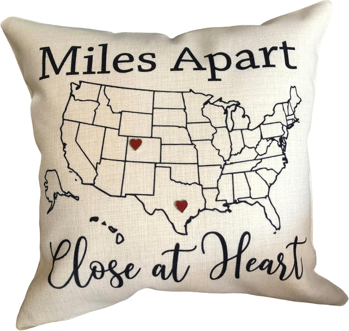 TheSpottedZebras Miles Apart Close at Heart Pillow Cover with 6 Heart Pins