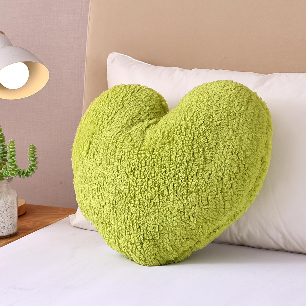 EVOLIVE Heart-Shaped Sherpa Pillow 15"x17" Soft Plush Cushion (Lavender)