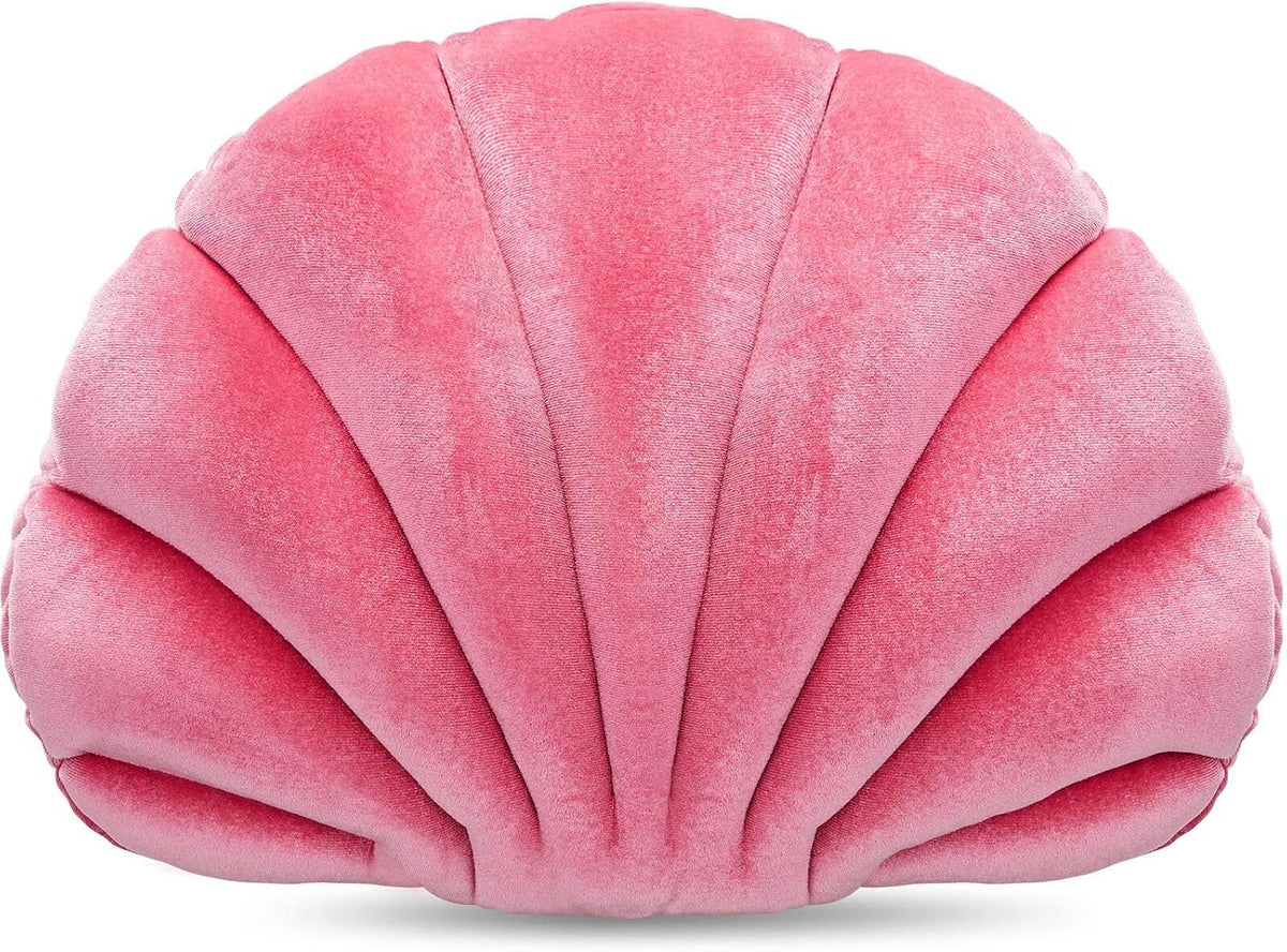 Marsui Seashell Decorative Pillow, Pink Shell Shaped Throw Pillow, 14 Inch