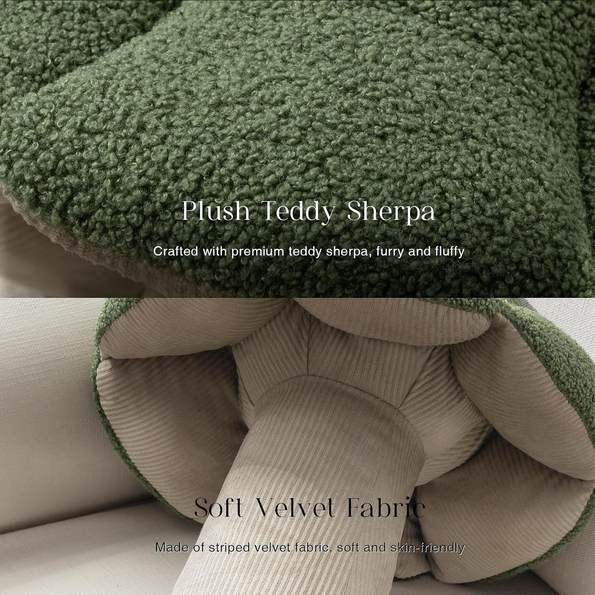 Phantoscope Mushroom Shaped Throw Pillow, Teddy Fleece Soft Mushroom Decorative Pillows Cute 3D Shaped Cushion for Couch Sofa Bed Chair, Light Green,13 x 12 inches