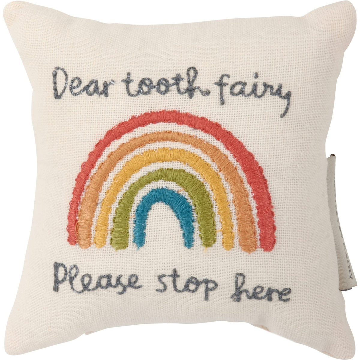 Primitives by Kathy Tooth Fairy Pillow, 5x5-inch - My BaBEE Tooth Keepsake with Storage Pocket for Rewards & Embroidered Bee Design