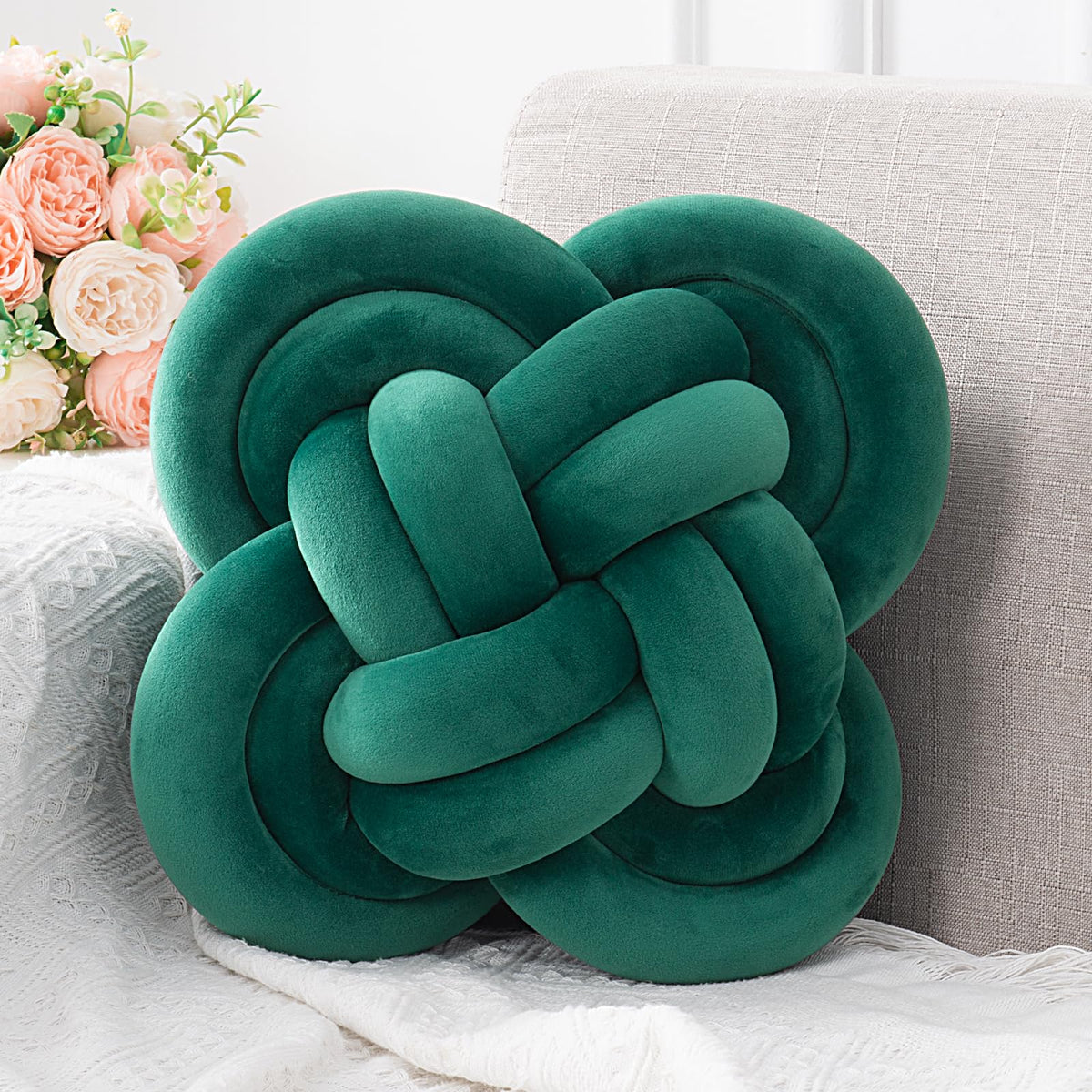 Knot Pillow, Decorative Throw Pillows with Soft Plush for Couch, 12" Knotted Pillows Black Dorm Room Decor Knot Pillow Ball Decorative Cushion for Bed Living Room