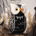 Phantoscope Happy Halloween Shaped Throw Pillow, Plush Teddy Sherpa Owl Shaped Pillow with 3D Beak, Halloween Decorative Animal Stuffed Cushion for Couch, Black, 17.5 x 11 inches