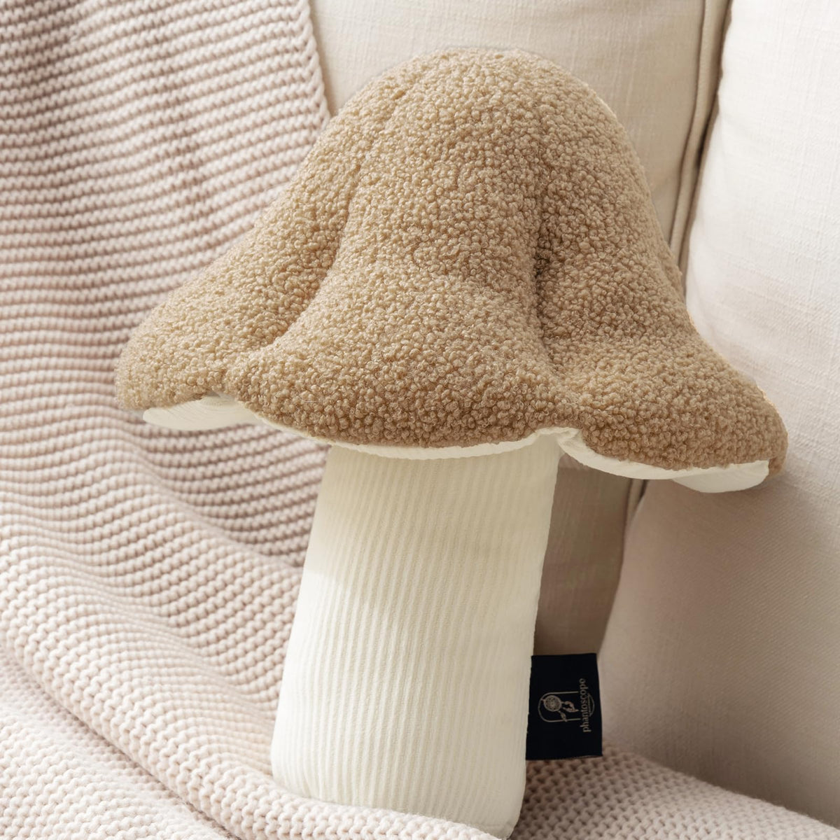 Phantoscope Mushroom Shaped Throw Pillow, Teddy Fleece Soft Mushroom Decorative Pillows Cute 3D Shaped Cushion for Couch Sofa Bed Chair, Light Green,13 x 12 inches