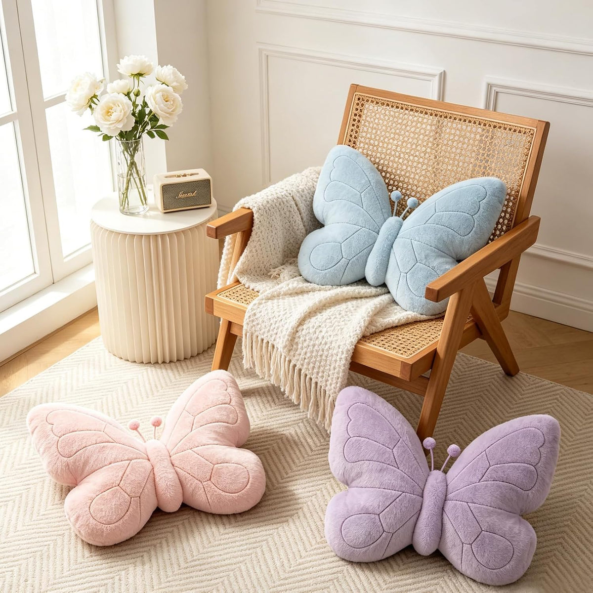 CANGHI Butterfly Pillow,Butterfly Throw Pillow,Pink 15"x18" Plush Cushion