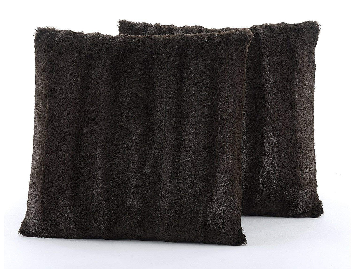 Cheer Collection Faux Fur Throw Pillows - Decorative Pillows for Couch, Bed Throw Pillows, Blue Accent Pillows for Bedroom or Living Room Aesthetic, Set of 2 Furry Throw Pillows, 20" x 20"