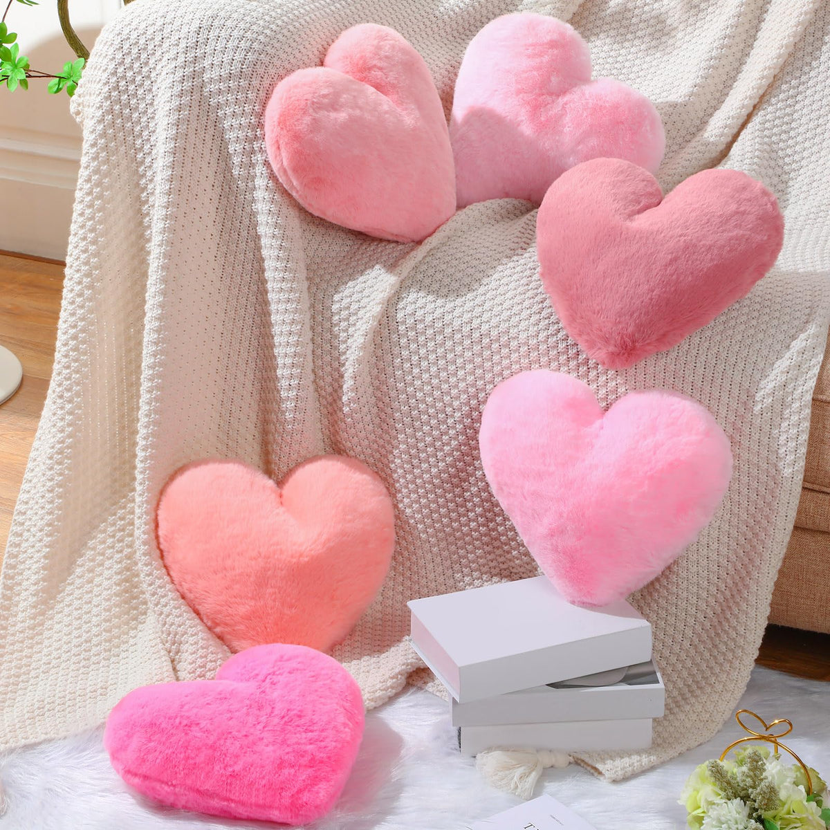 Liliful 6 Pcs Purple Heart Decorative Pillows