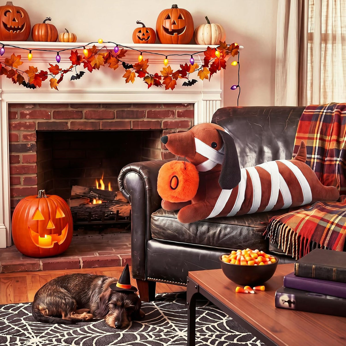 Gerrii 19'' Halloween Mummy Dachshund Pillow Dachshund Halloween Decoration
