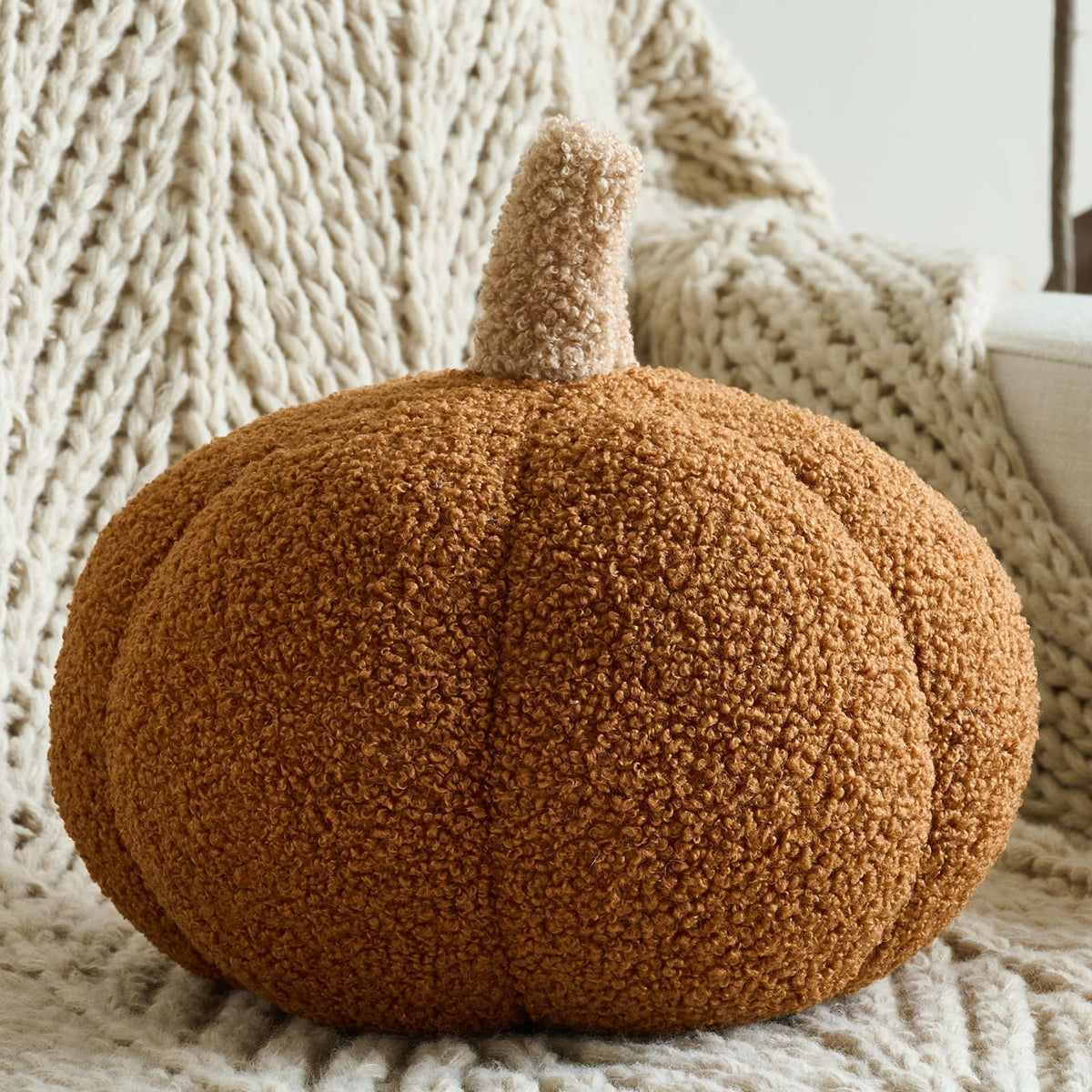 Pumpkin Pillows, Halloween Fall Room Décor (White, 8.6 Inches)