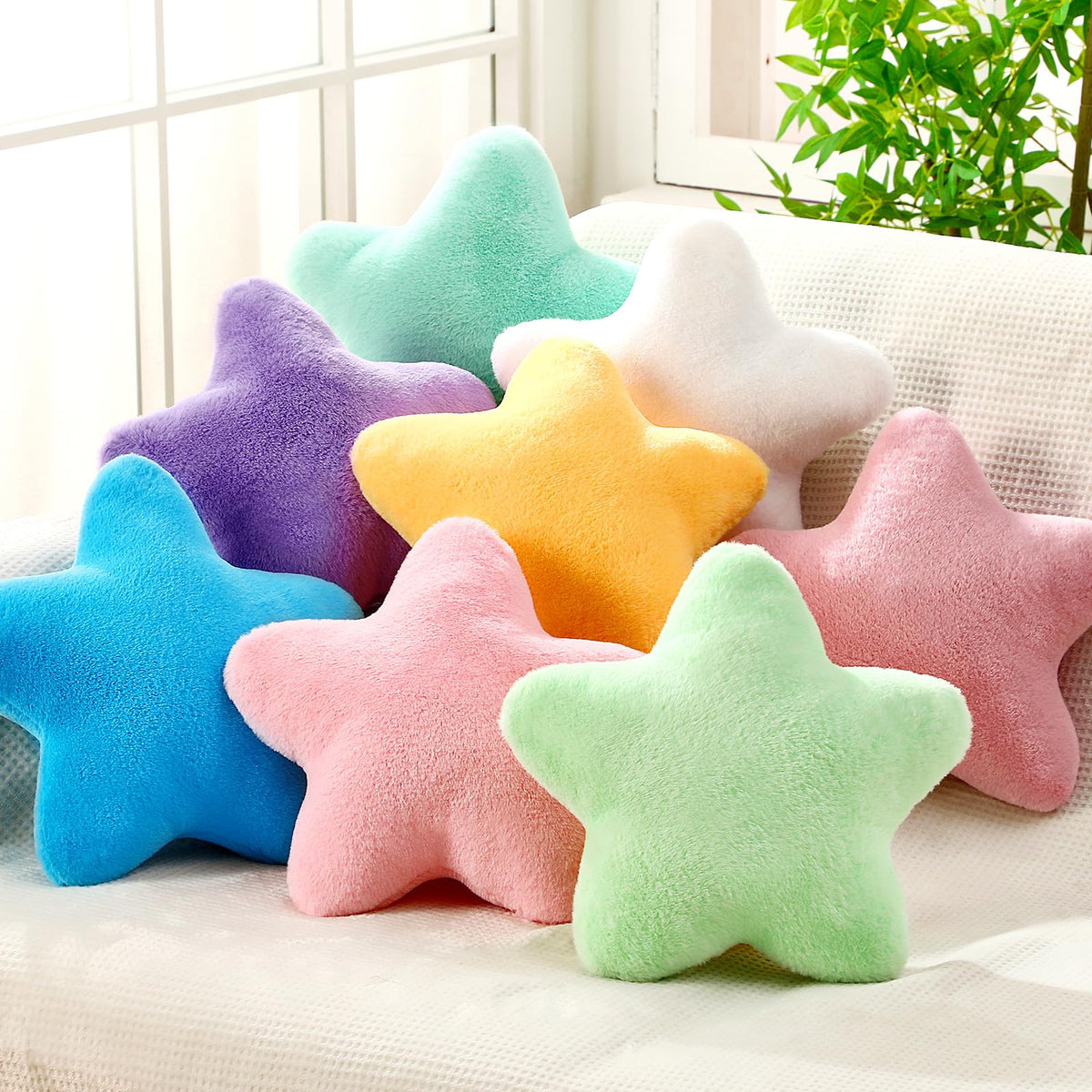 Beeveer 8 Pack Star Shaped Throw Pillow Plush Bulk Decorations, Cute