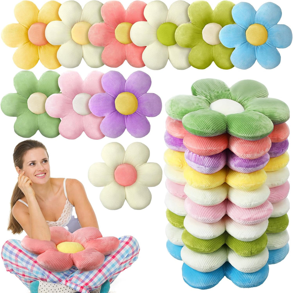 Sratte 10 Pcs Flower Pillows Daisy Pillows Seating Cushions, 15.75 Inches