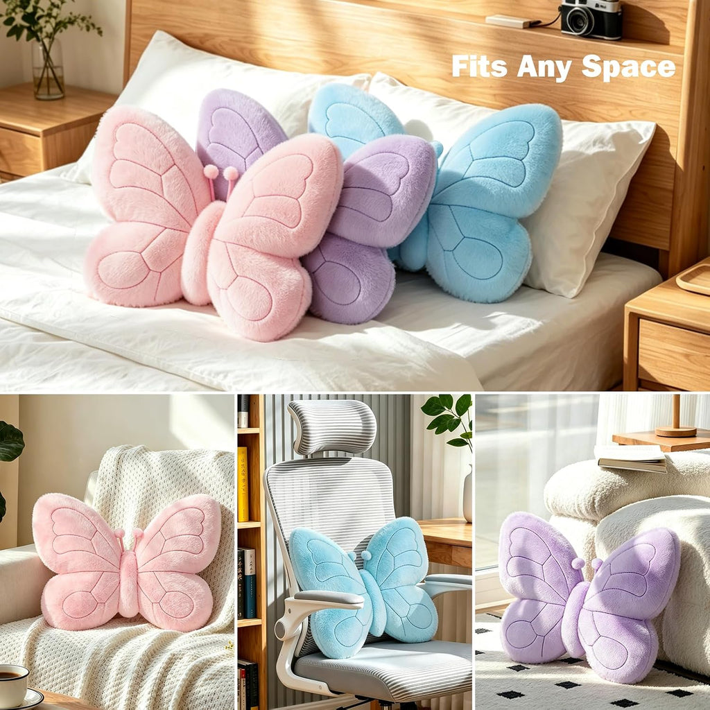 LANPU Butterfly Shaped Plush Throw Pillow for Sofa, Bed and Chair Decor
