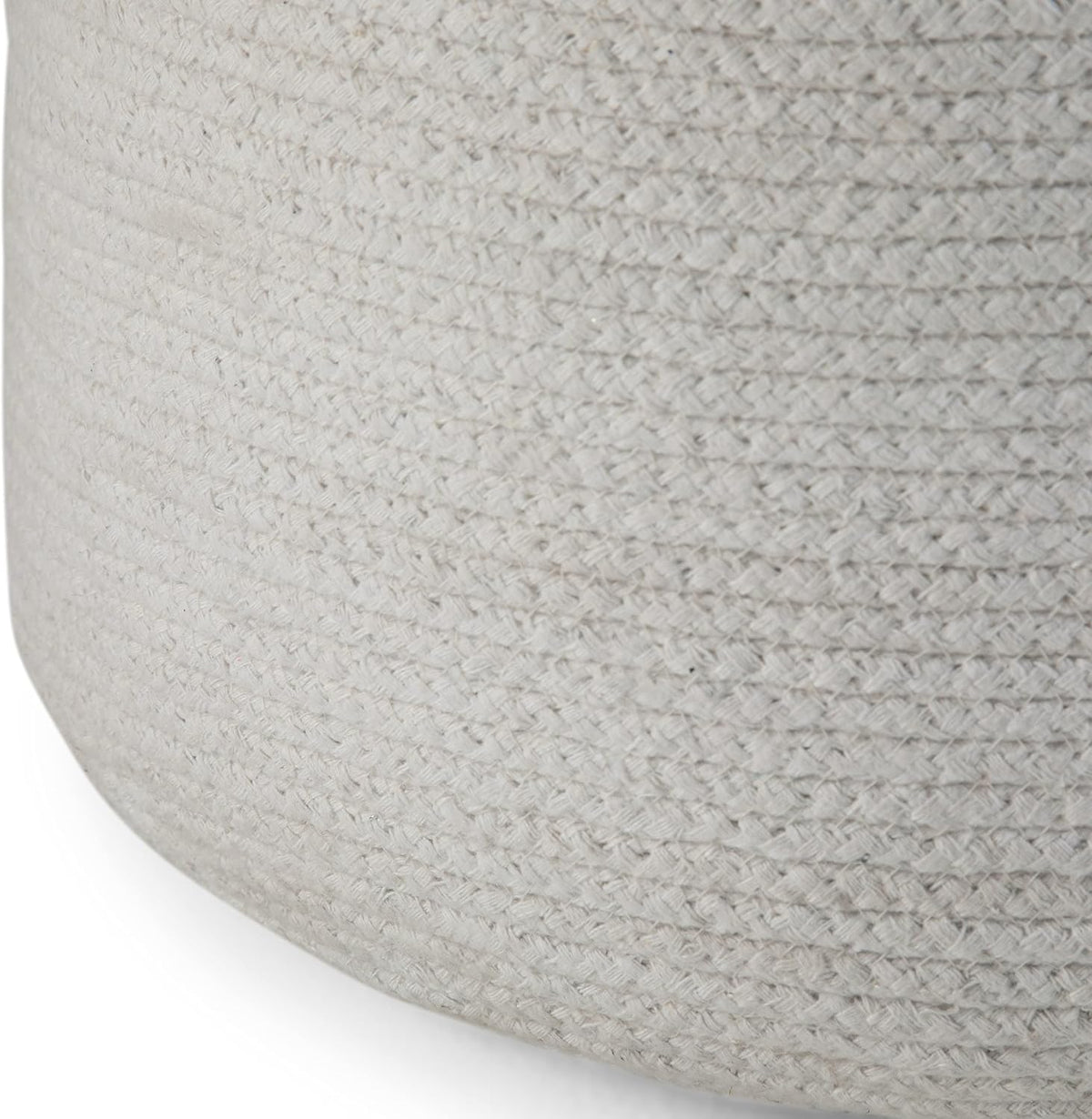 SIMPLIHOME Serena 18" Wide Round Pouf in White/Natural Jute and Cotton