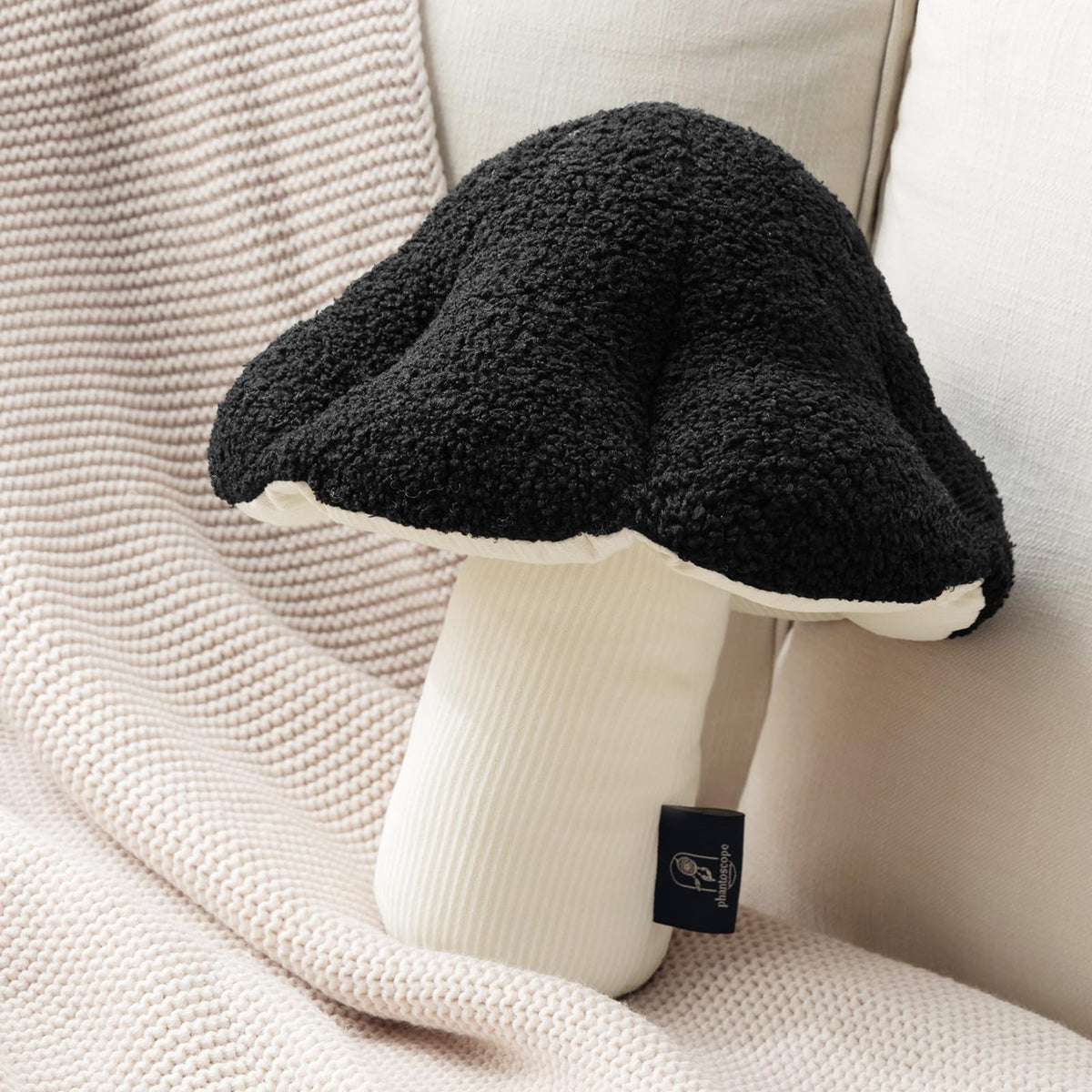 Phantoscope Mushroom Shaped Throw Pillow, Teddy Fleece Soft Mushroom Decorative Pillows Cute 3D Shaped Cushion for Couch Sofa Bed Chair, Light Green,13 x 12 inches