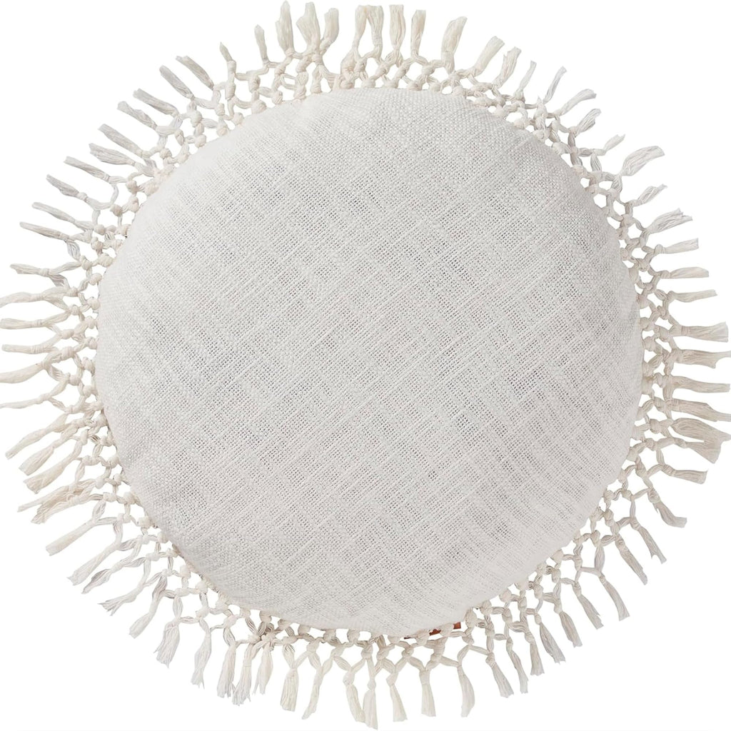 Indigo Ink Tufted Medallion Round Pillow, Yellow, 20 x 20 in