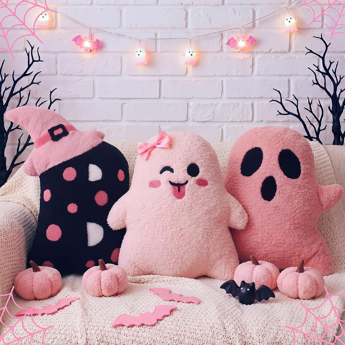 3 Pcs Boo Ghost Halloween Decorative Throw Pillows