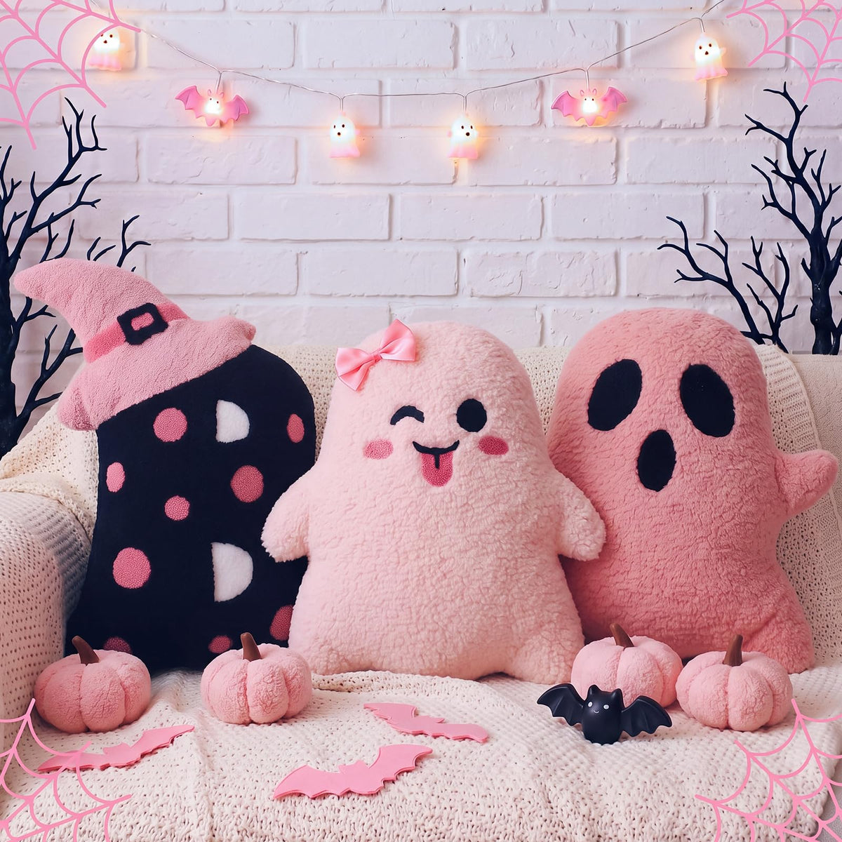 3 Pcs Boo Ghost Halloween Decorative Throw Pillows