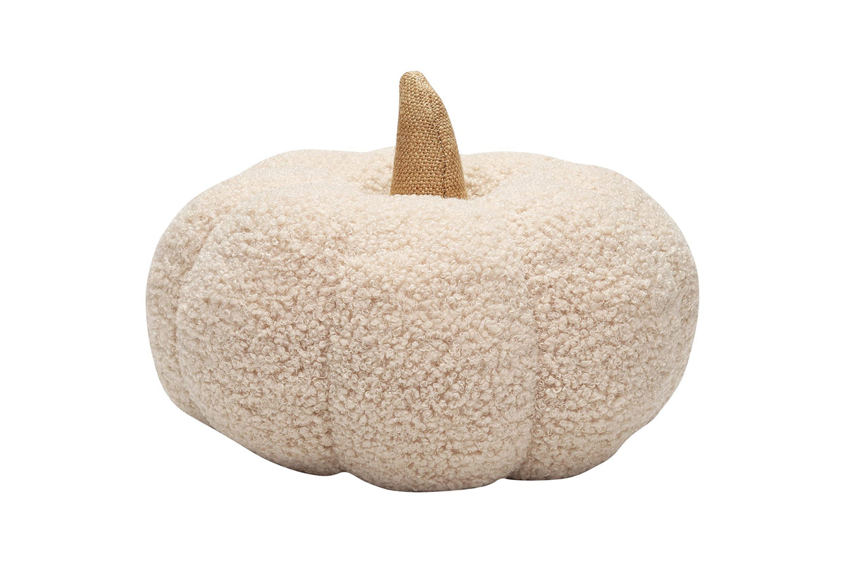 Pearhead Sherpa Pumpkin Pillow Decor, Modern Fall Home, 9", Olive Green