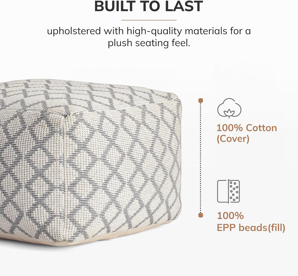 Anji Mountain 16" H x 22" W Handmade Pouf Ottoman for Living Room & Couch