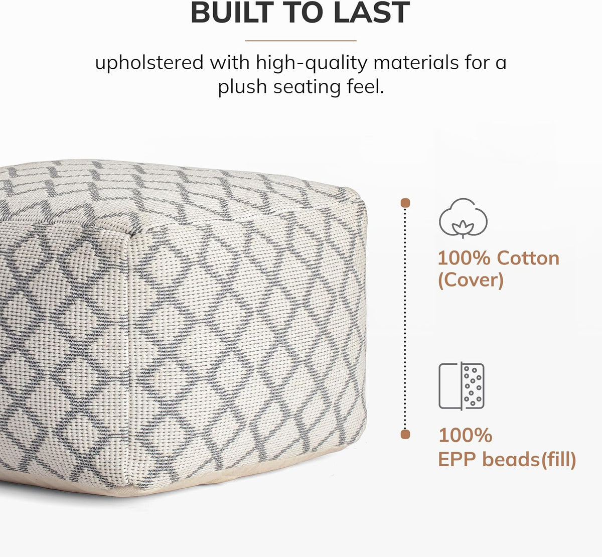 Anji Mountain 16" H x 22" W Handmade Pouf Ottoman for Living Room & Couch