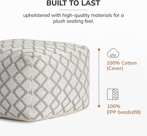 Anji Mountain 16" H x 22" W Handmade Pouf Ottoman for Living Room & Couch