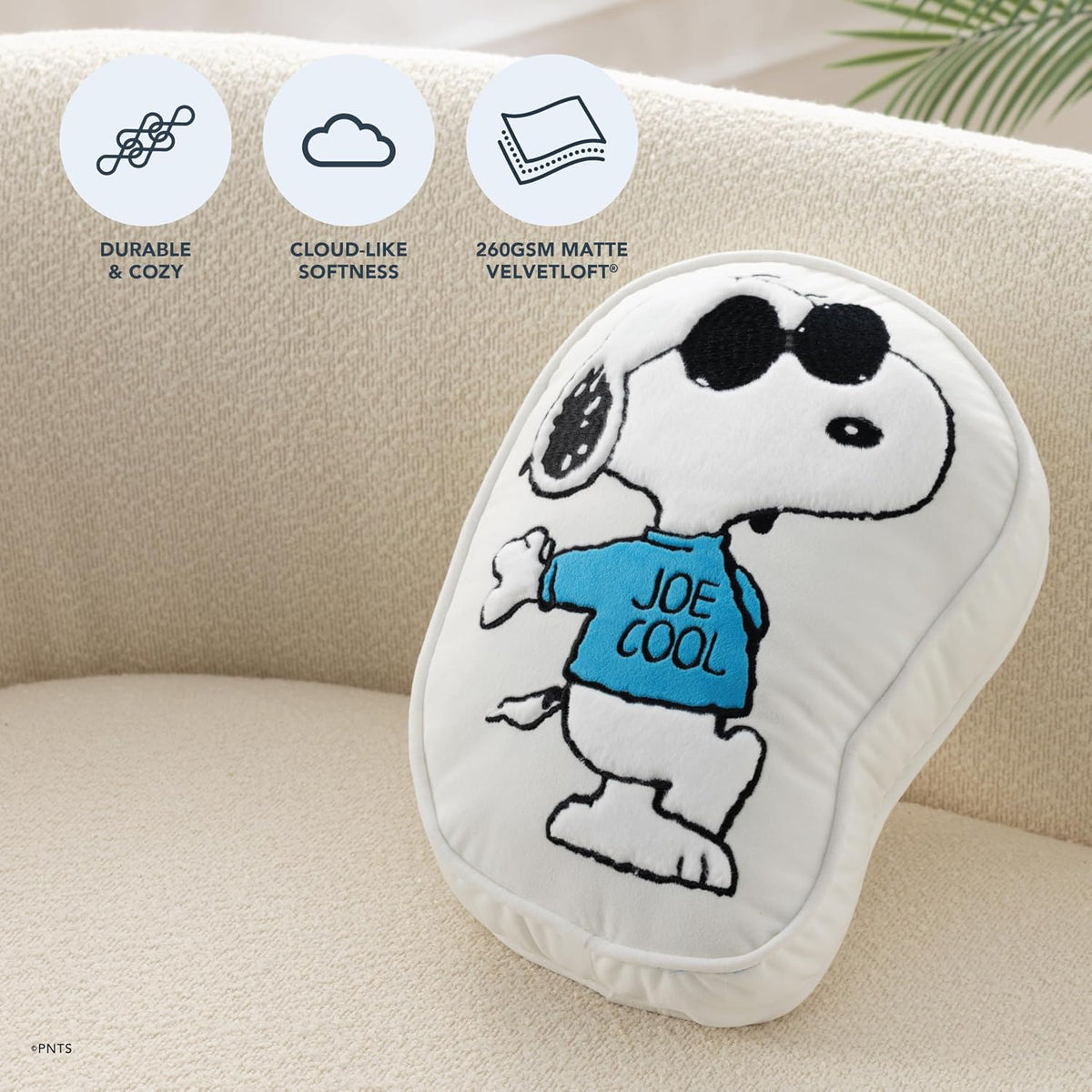 Berkshire Peanuts® Plush Throw Pillow, Gift Idea, Snoopy Cute Character Shaped Cushion, Soft Cozy Decor for Bed Couch Chair(Joe Cool Pillow All Colorways, 15.5’’ L)