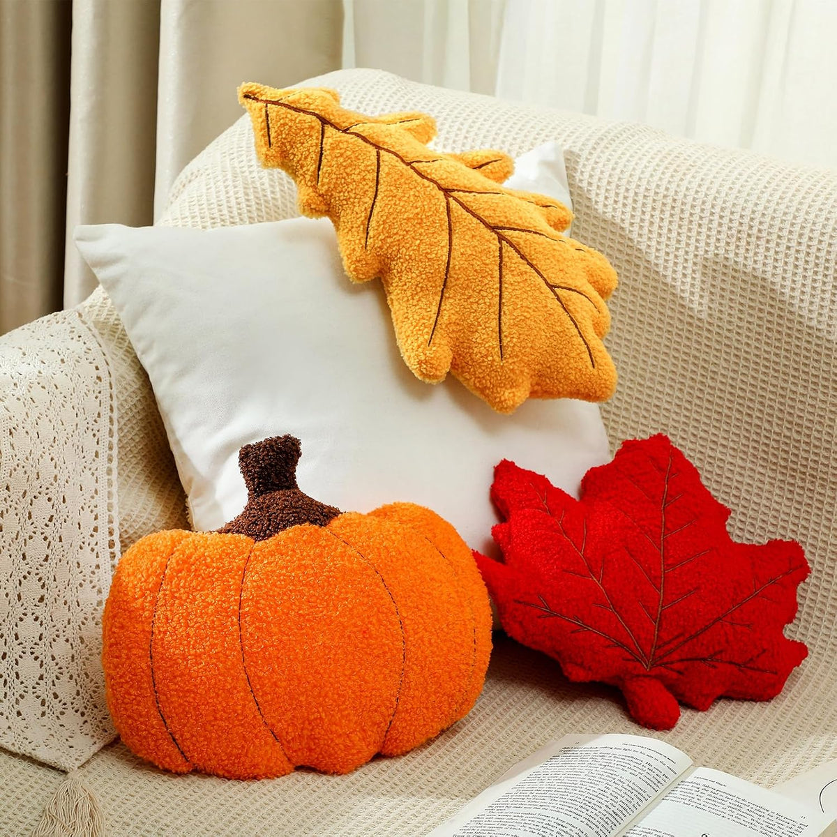 Huwena 3 Pcs Fall Throw Pillows Pumpkin Decor Thanksgiving Pillow Cushions
