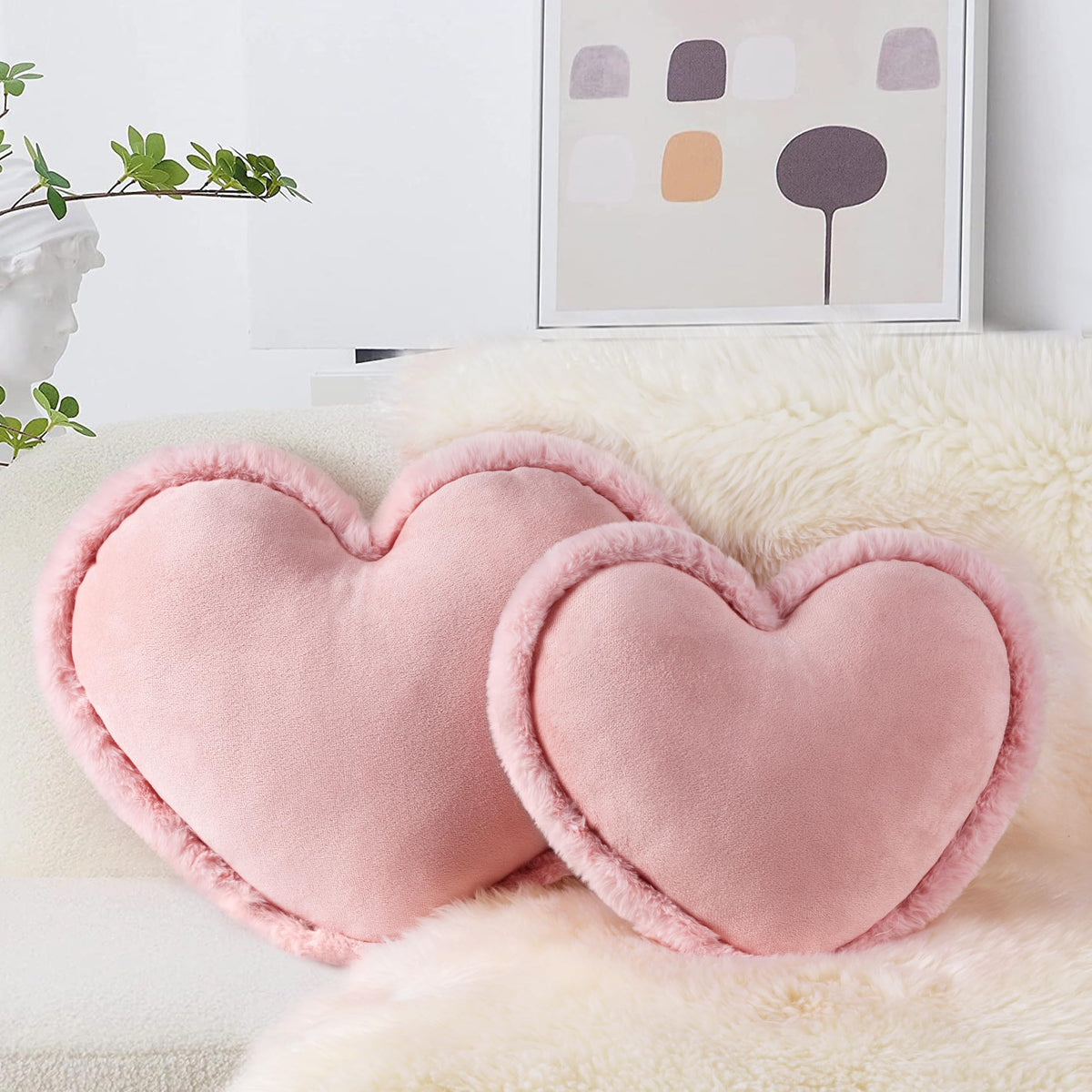 AELS Heart Shaped Pillow, 17.7 Inches Heart Decorative Throw Pillows, Velvet Love Cute Pillows, Valentines Day Decorations, Wedding Decor, Living Room Bedroom Nursery Decor, Golden