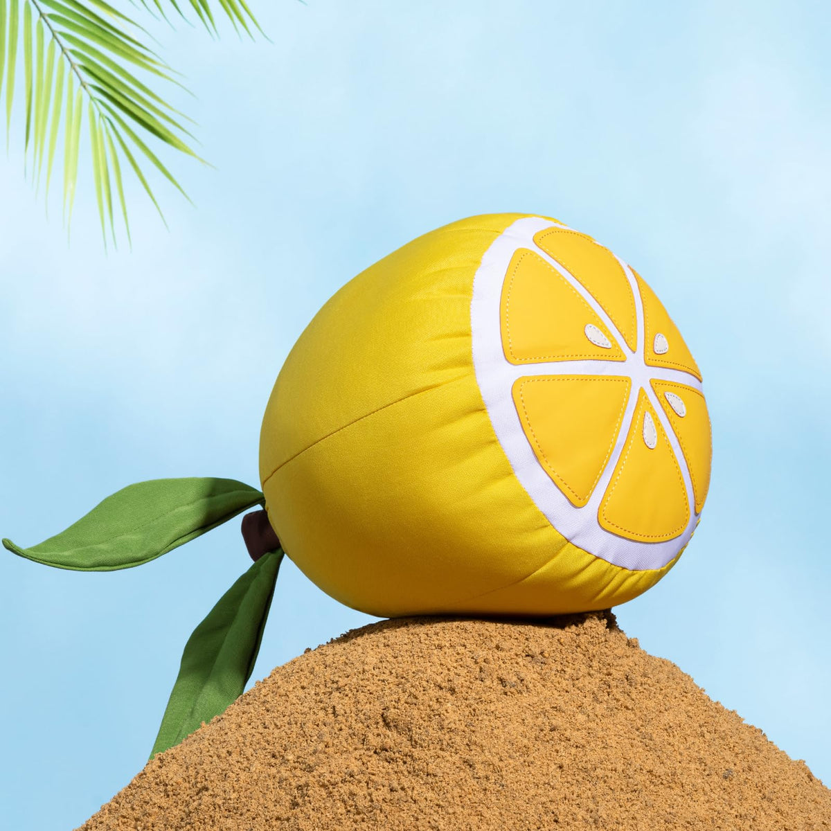 Phantoscope Fruit Outdoor Shaped Pillow Series Lemon Wedge Shaped Waterproof Outdoor Throw Pillow with Leather Decorative, Cushions for Fun Home Decor for Patio, Pool, Yellow, 9.5 x 18 inches