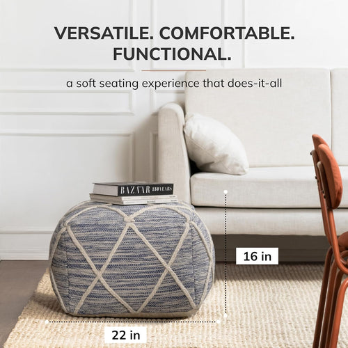 Anji Mountain 16" H x 22" W Handmade Pouf Ottoman for Living Room & Couch