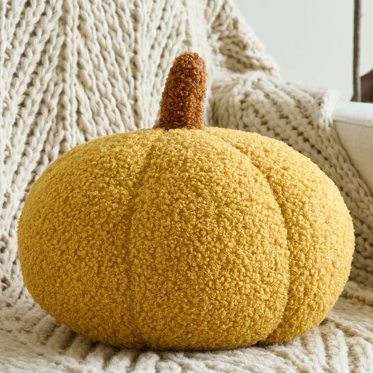 Pumpkin Pillows, Halloween Fall Room Décor (White, 8.6 Inches)