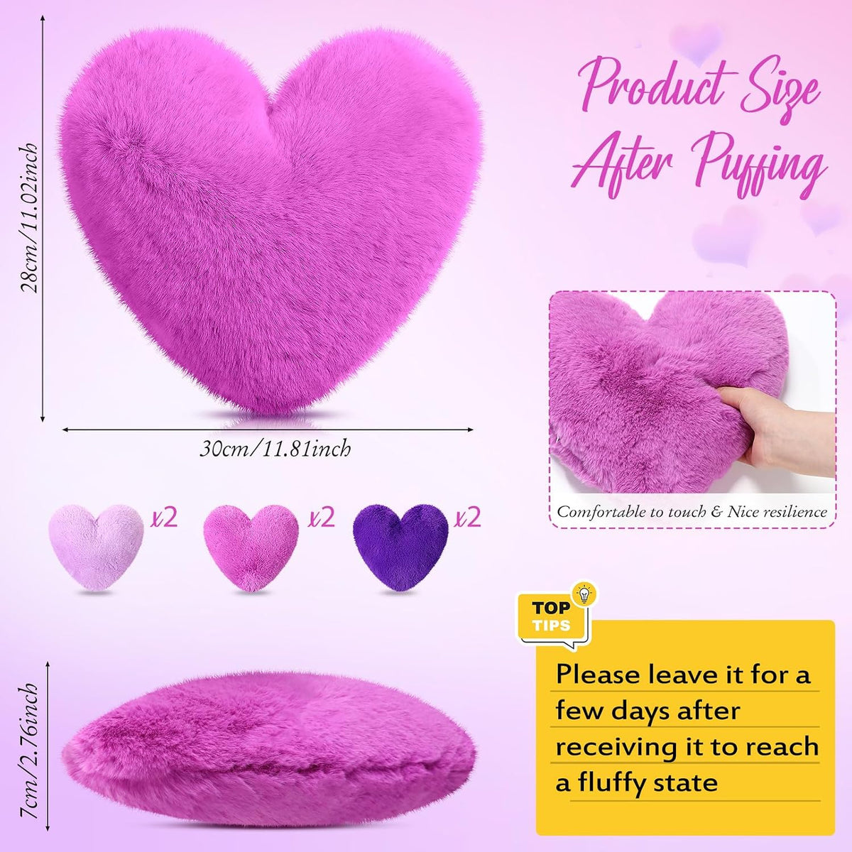 Liliful 6 Pcs Purple Heart Decorative Pillows