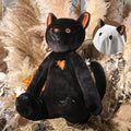 Phantoscope Happy Halloween Shaped Throw Pillow, Black Cat Shaped Pillow with Wizard Hat, Soft Faux Rabbit Fur Halloween Decorative Cushion for Couch, Black Wizard Cat 19.5 x 11 in