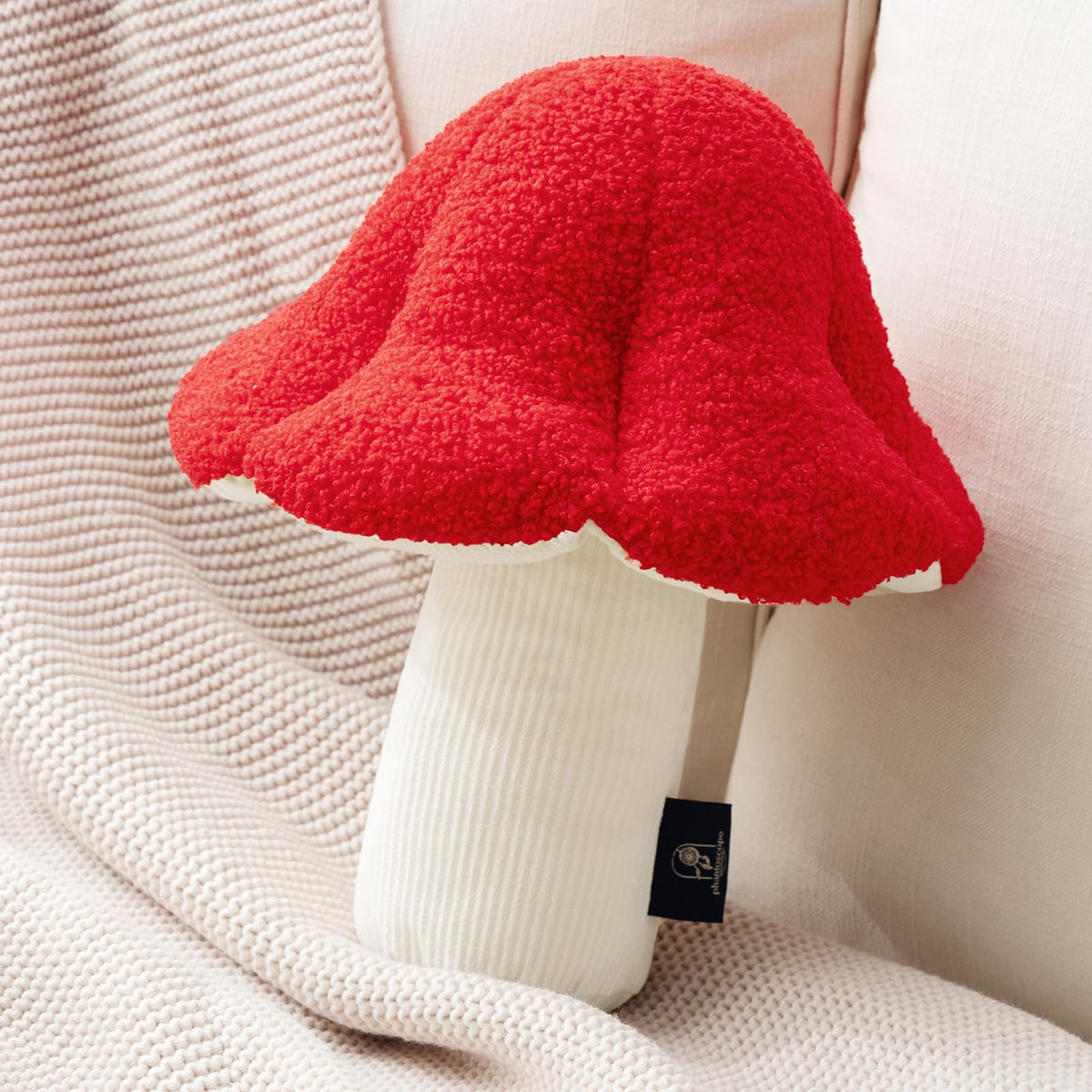 Phantoscope Mushroom Shaped Throw Pillow, Teddy Fleece Soft Mushroom Decorative Pillows Cute 3D Shaped Cushion for Couch Sofa Bed Chair, Light Green,13 x 12 inches