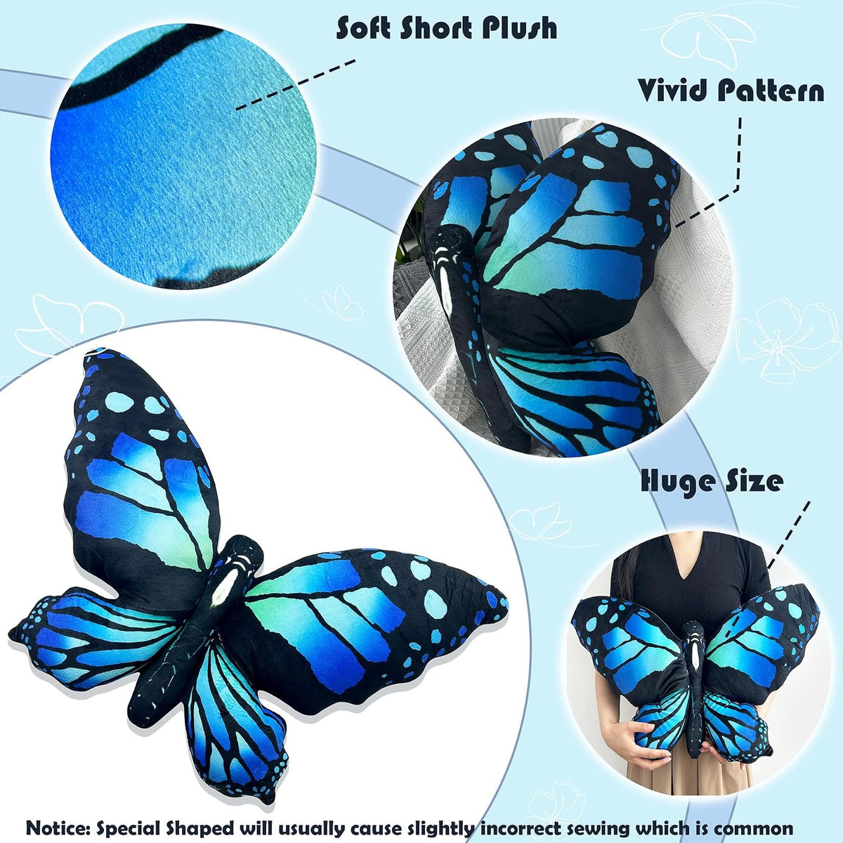 Butterfly Decoritive Thow Pillow 25" x 16.5", Butterfly Gifts for Women