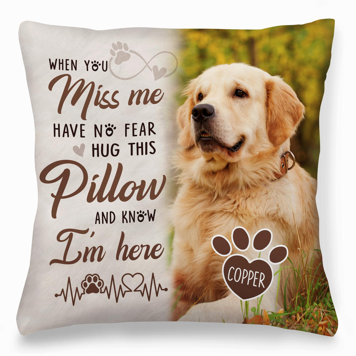 Custom Pet Throw Pillow with Photo Text, Customized Pet Memorial Gifts, Personalized Pet Photo Gifts for Dog Lovers, Loss of Dog Sympathy Gift Personalized, Cats Dogs Remembrance Bereavement Gift
